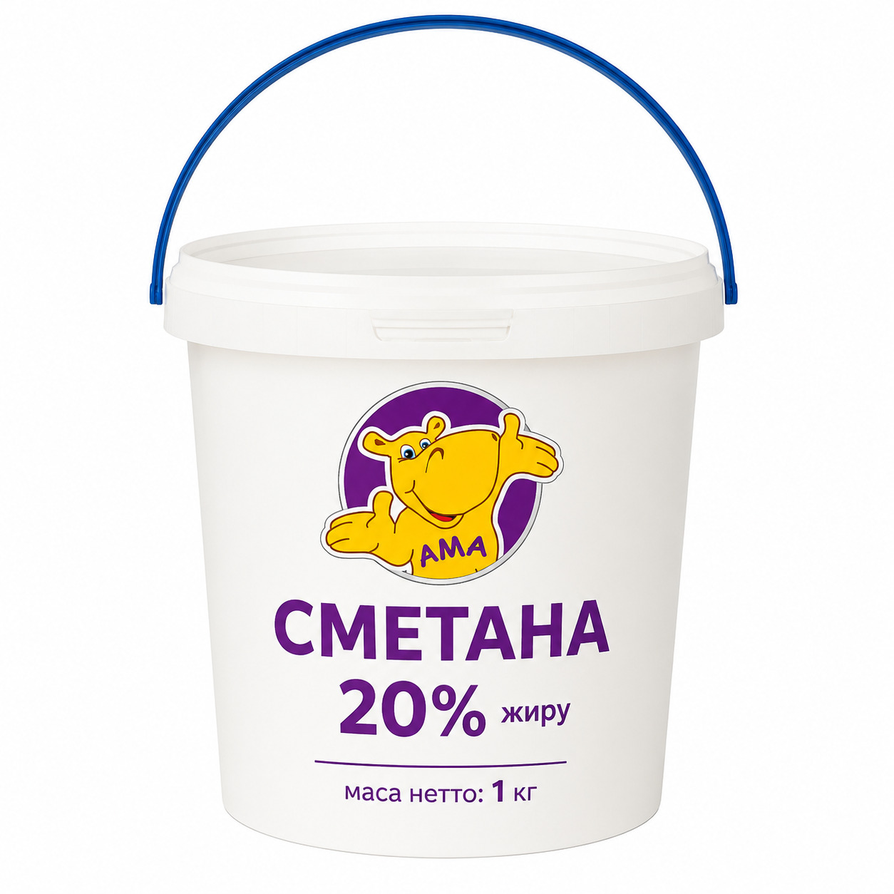 Сметана 20% жиру, ТМ "АМА" ., відро 1 000 г